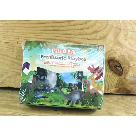 New Lil-Gen Prehistoric Playbox Sound Book Dinosaur Figures Sound Kids Sealed - Picture 1 of 3